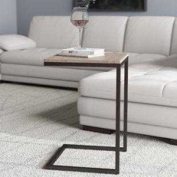 Bronze Metal Top C-Shape Couch Table