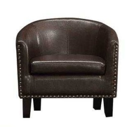 Dark Brown Leather Tub Chair