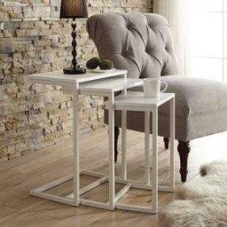 Distressed White Three-Tier Console Sideboard